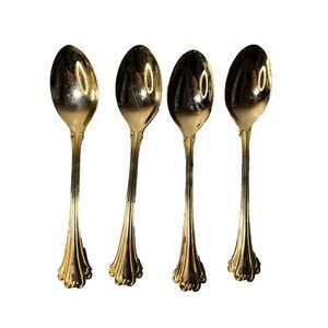 FB Rogers Golden Plated Electroplate American Chipendale 4‎ Spoons Tbsp